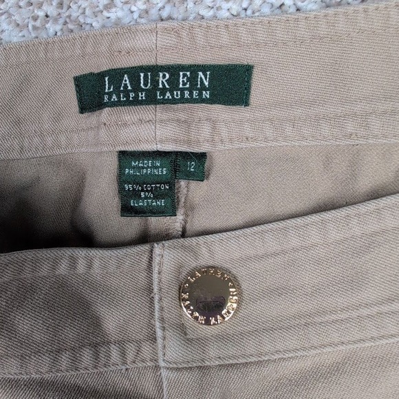 Lauren Ralph Lauren Khaki Pants Straight Leg‎ Cotton Blend Size 12 - Picture 4 of 8